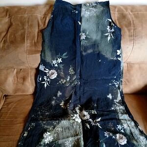 Navy Floral Sleeveless Jumpsuit